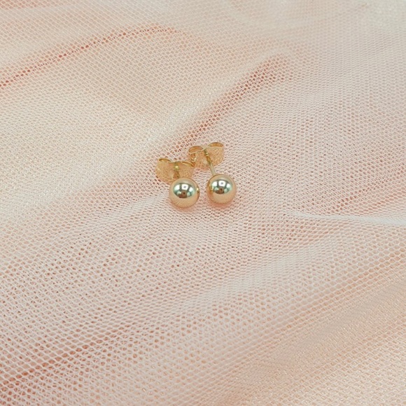 Stud Bead Ball 5mm Earrings 18k Gold Plated Luxury Jewelry - Picture 4 of 12